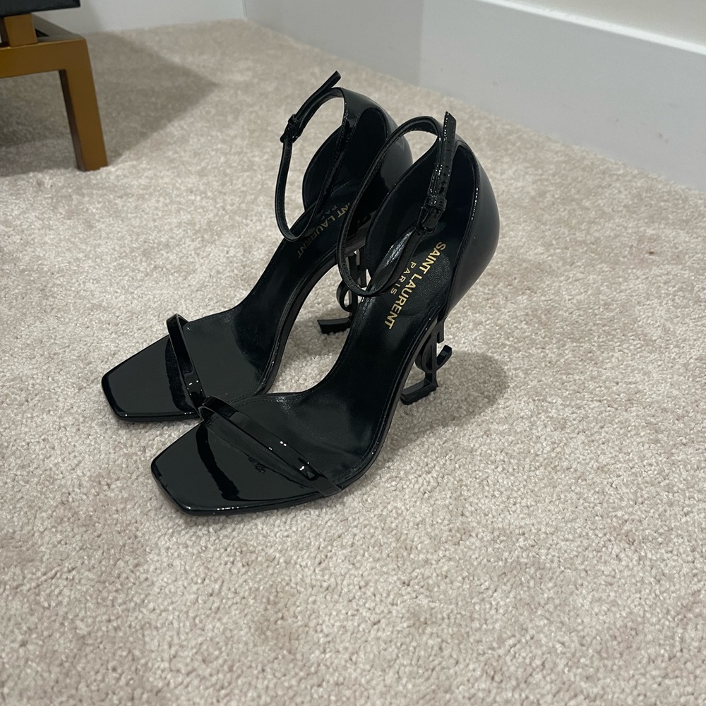 Opyum YSL Logo-Heel Sandals with Black Hardware Size 37.5